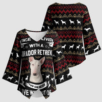 Christmas Bull Dog Terrier Kimono Sleeve Blouse Xmas Holiday Patterns - Wonder Print Shop