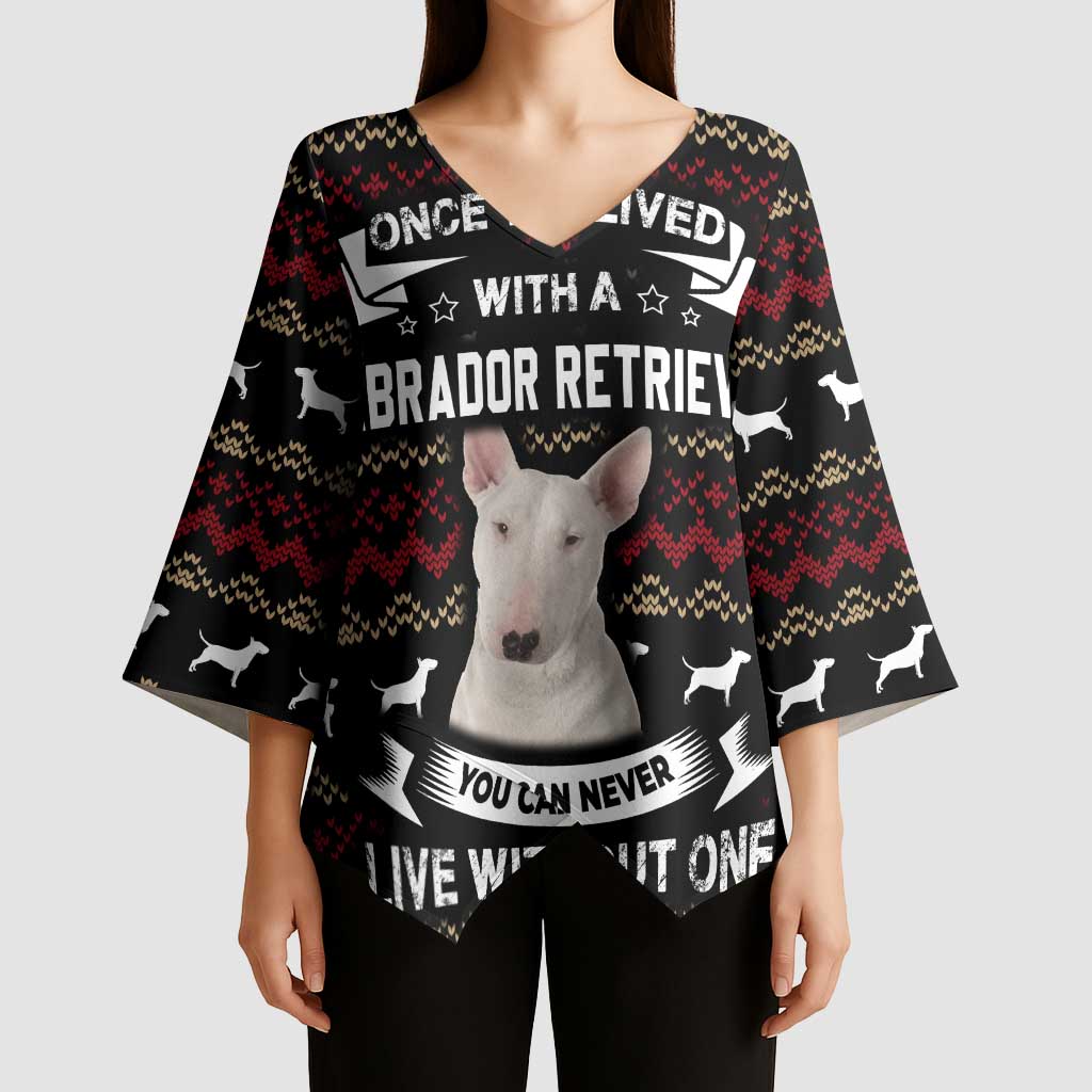 Christmas Bull Dog Terrier Kimono Sleeve Blouse Xmas Holiday Patterns - Wonder Print Shop