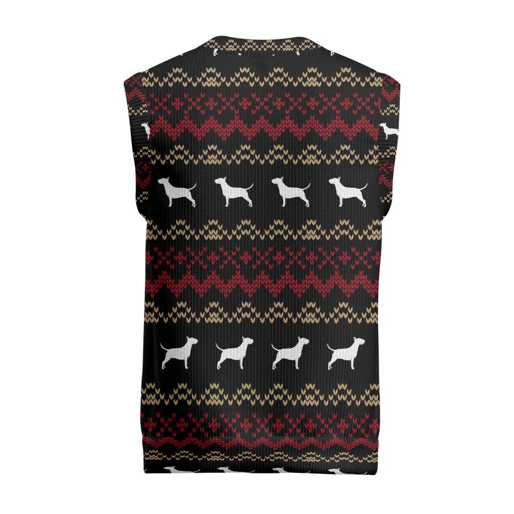 Christmas Bull Dog Terrier Christmas Knitted V-Neck Vest Xmas Holiday Patterns - Wonder Print Shop