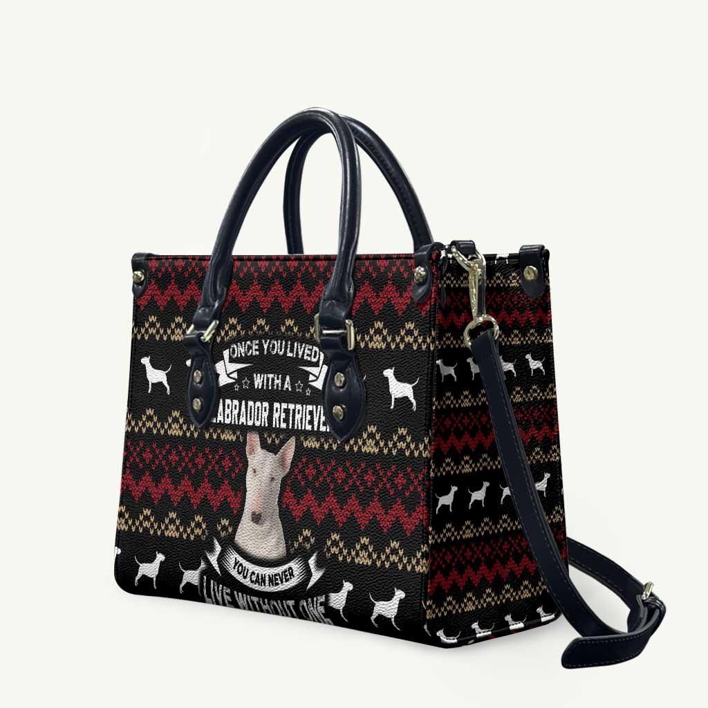 Christmas Bull Dog Terrier Leather Bag Xmas Holiday Patterns - Wonder Print Shop