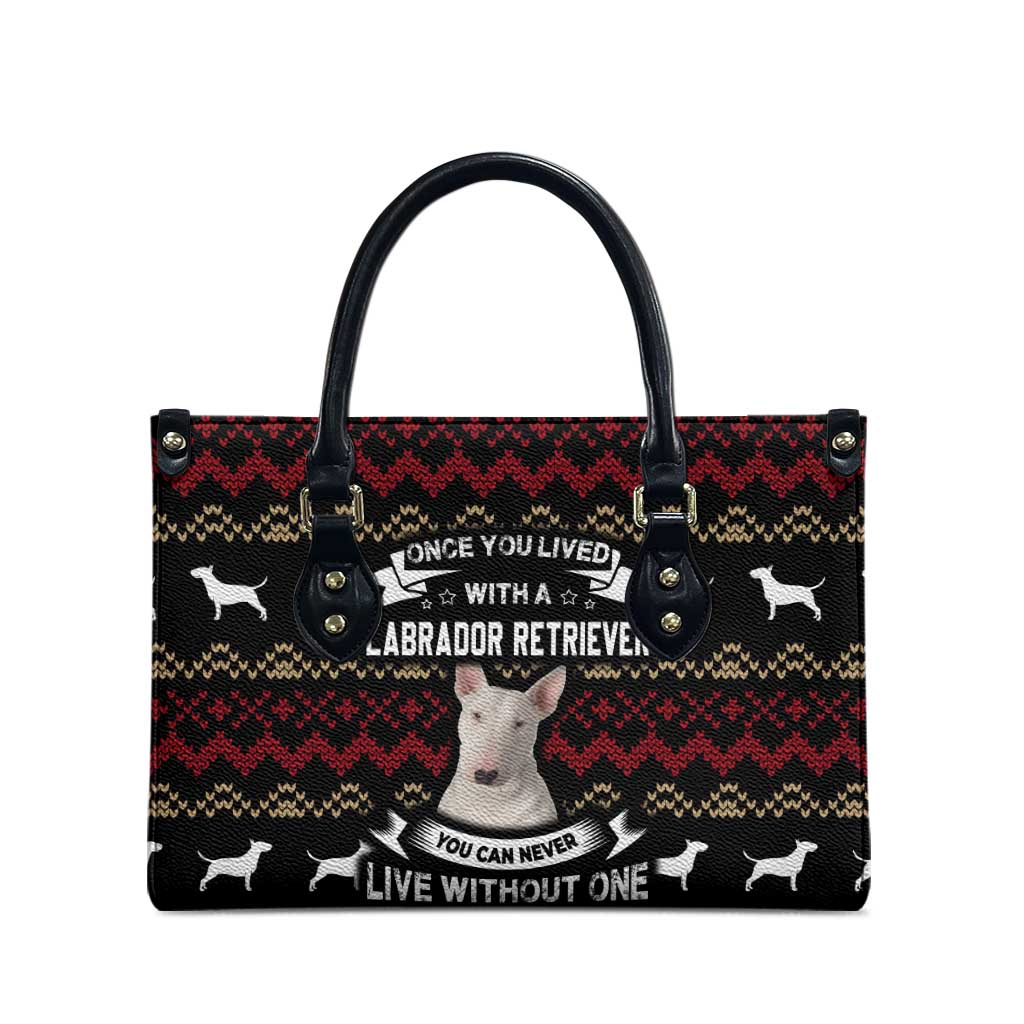 Christmas Bull Dog Terrier Leather Bag Xmas Holiday Patterns - Wonder Print Shop