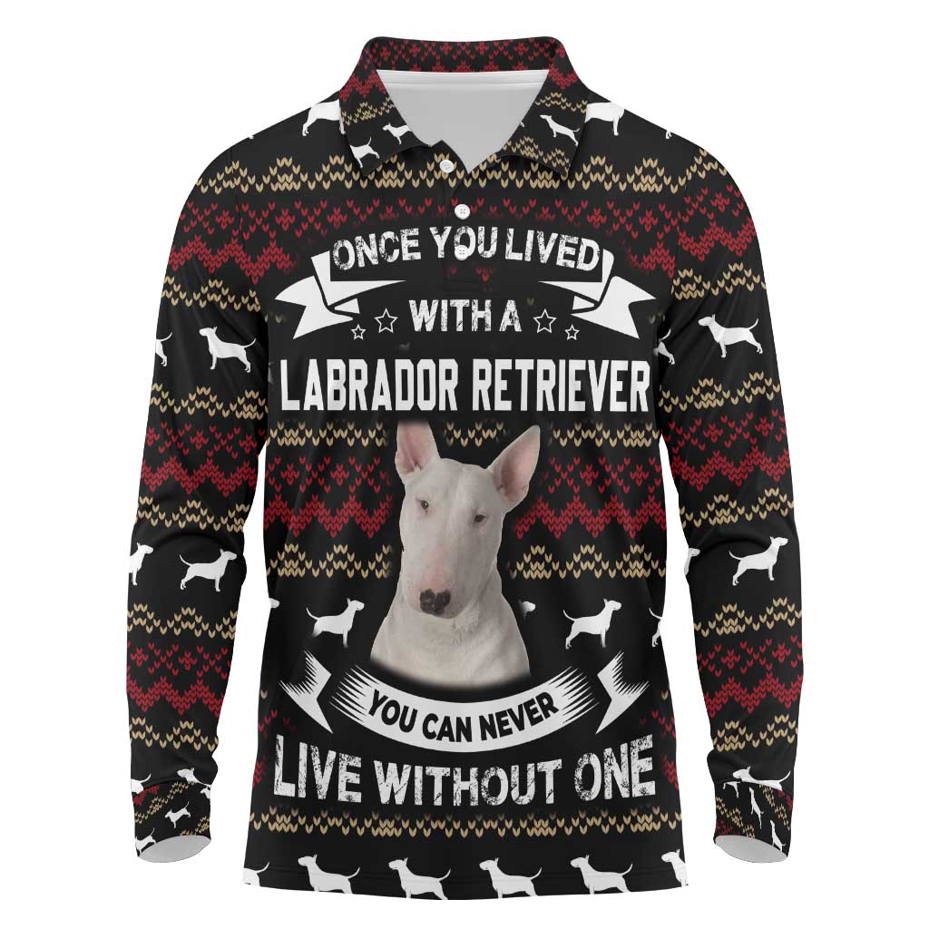 Christmas Bull Dog Terrier Long Sleeve Polo Shirt Xmas Holiday Patterns - Wonder Print Shop