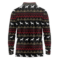 Christmas Bull Dog Terrier Long Sleeve Polo Shirt Xmas Holiday Patterns - Wonder Print Shop