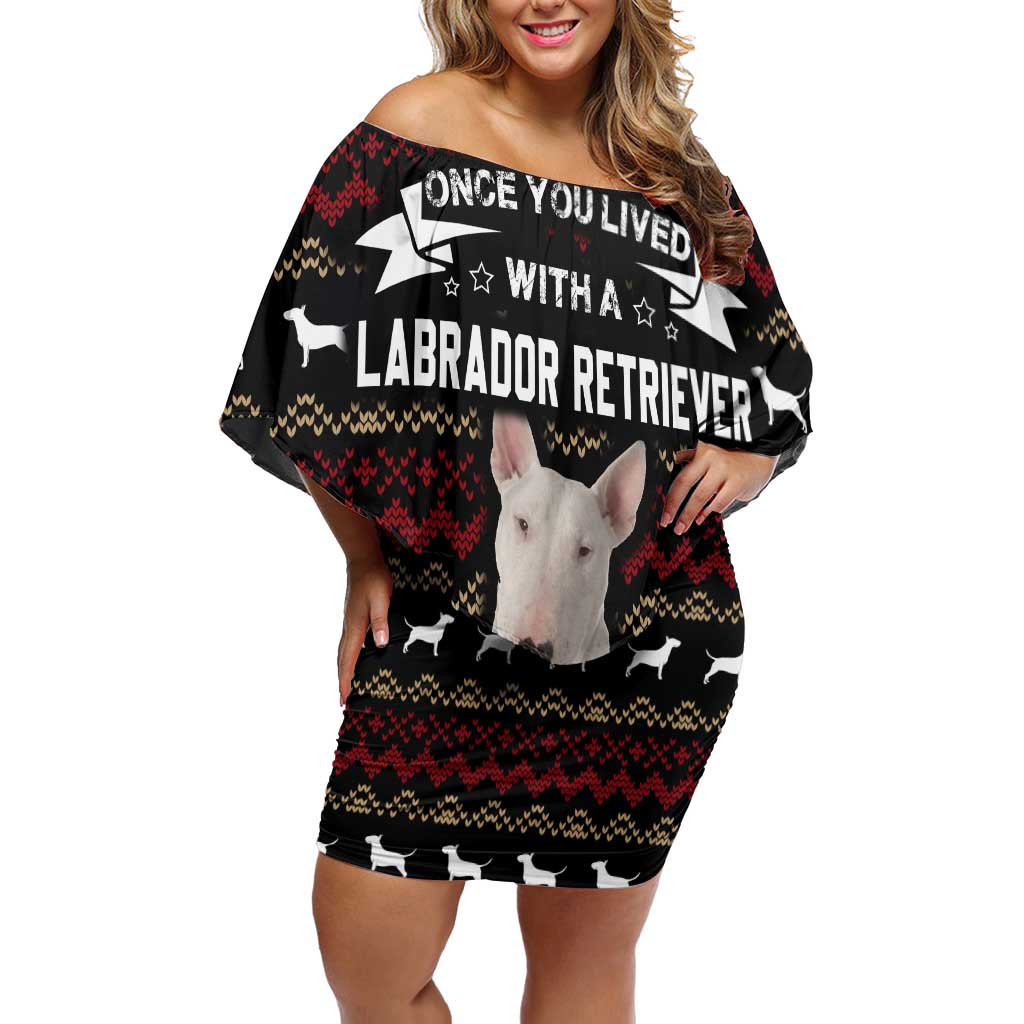 Christmas Bull Dog Terrier Off Shoulder Short Dress Xmas Holiday Patterns - Wonder Print Shop