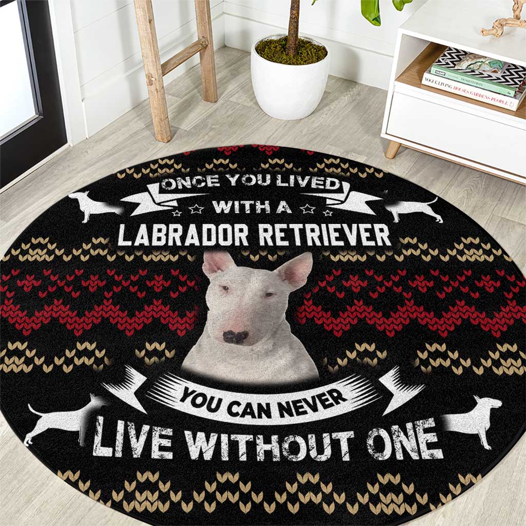 Christmas Bull Dog Terrier Round Carpet Xmas Holiday Patterns - Wonder Print Shop