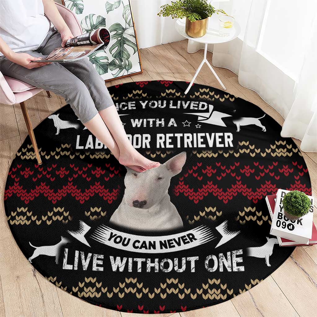 Christmas Bull Dog Terrier Round Carpet Xmas Holiday Patterns - Wonder Print Shop