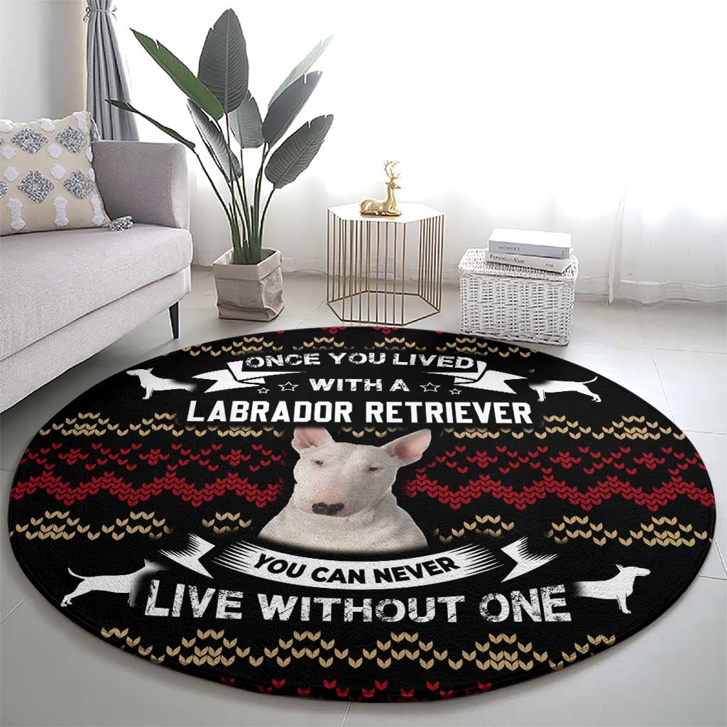 Christmas Bull Dog Terrier Round Carpet Xmas Holiday Patterns - Wonder Print Shop
