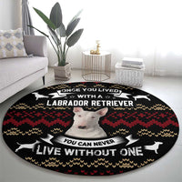 Christmas Bull Dog Terrier Round Carpet Xmas Holiday Patterns - Wonder Print Shop