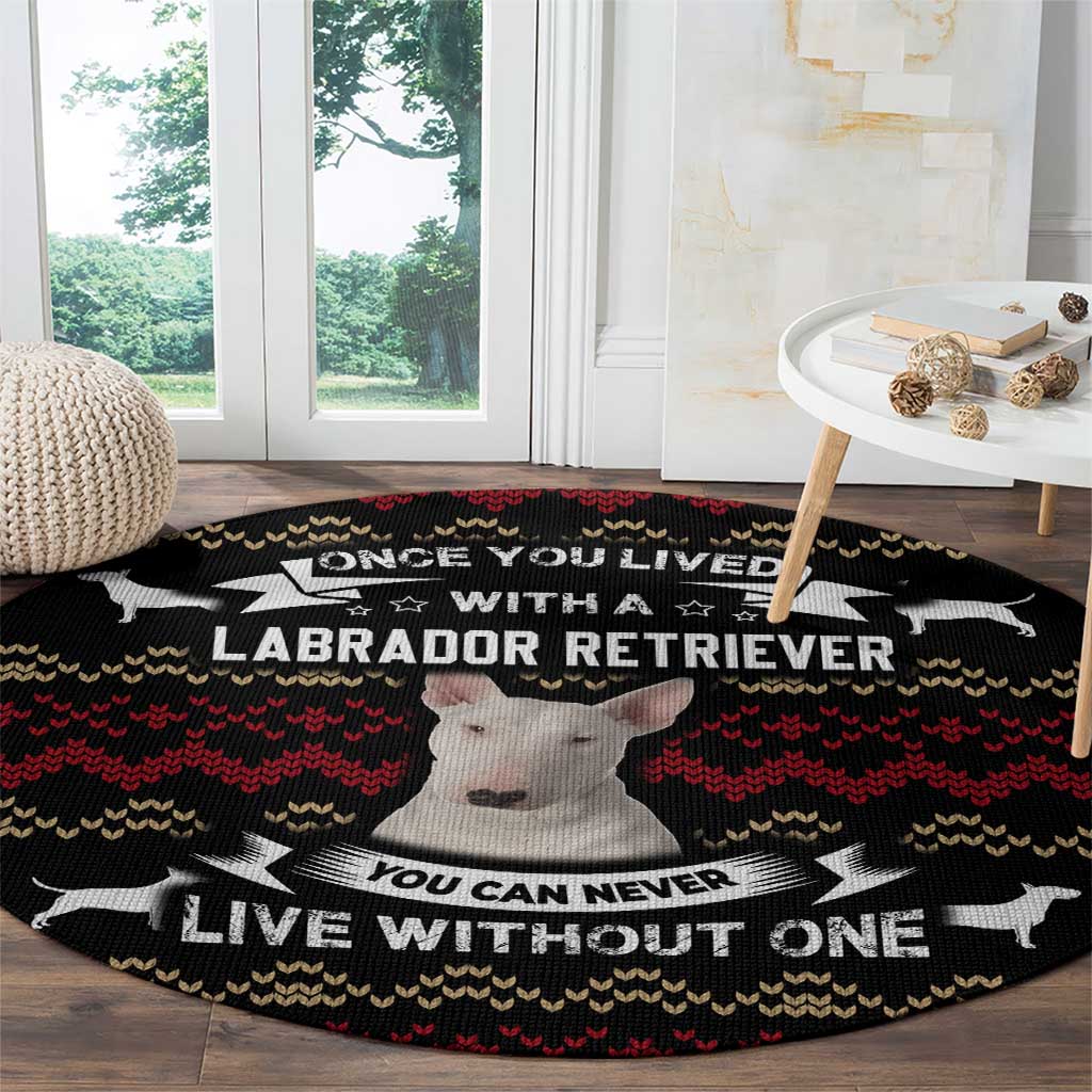 Christmas Bull Dog Terrier Round Carpet Xmas Holiday Patterns - Wonder Print Shop