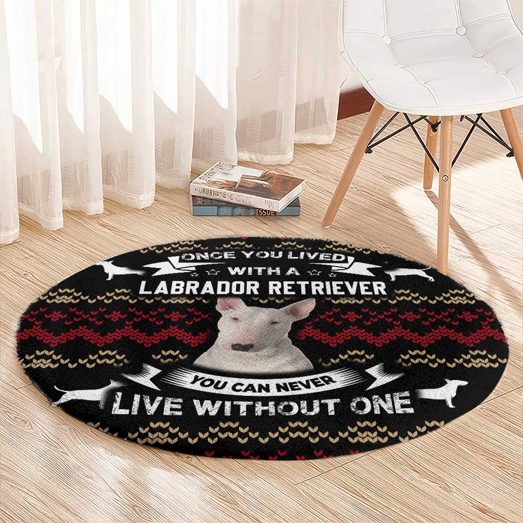 Christmas Bull Dog Terrier Round Carpet Xmas Holiday Patterns - Wonder Print Shop