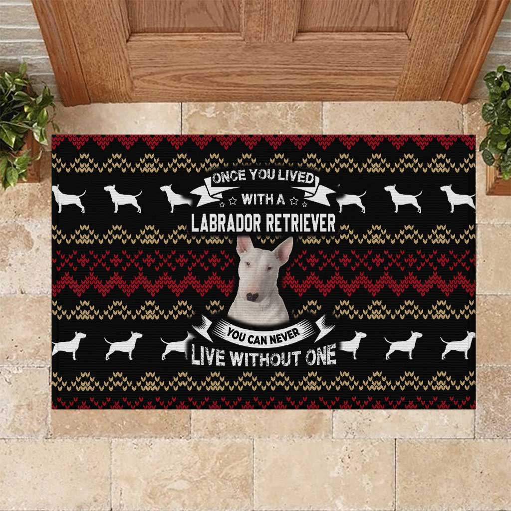 Christmas Bull Dog Terrier Rubber Doormat Xmas Holiday Patterns - Wonder Print Shop