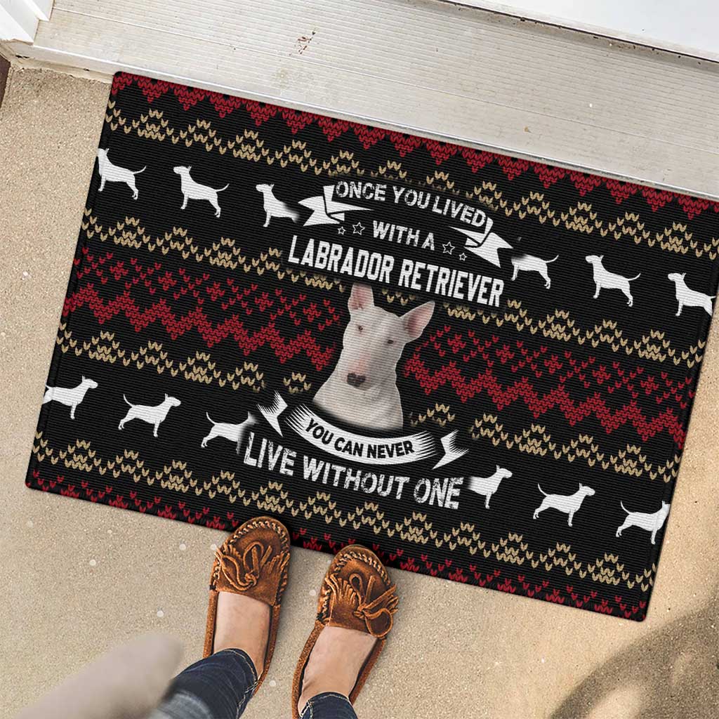 Christmas Bull Dog Terrier Rubber Doormat Xmas Holiday Patterns - Wonder Print Shop