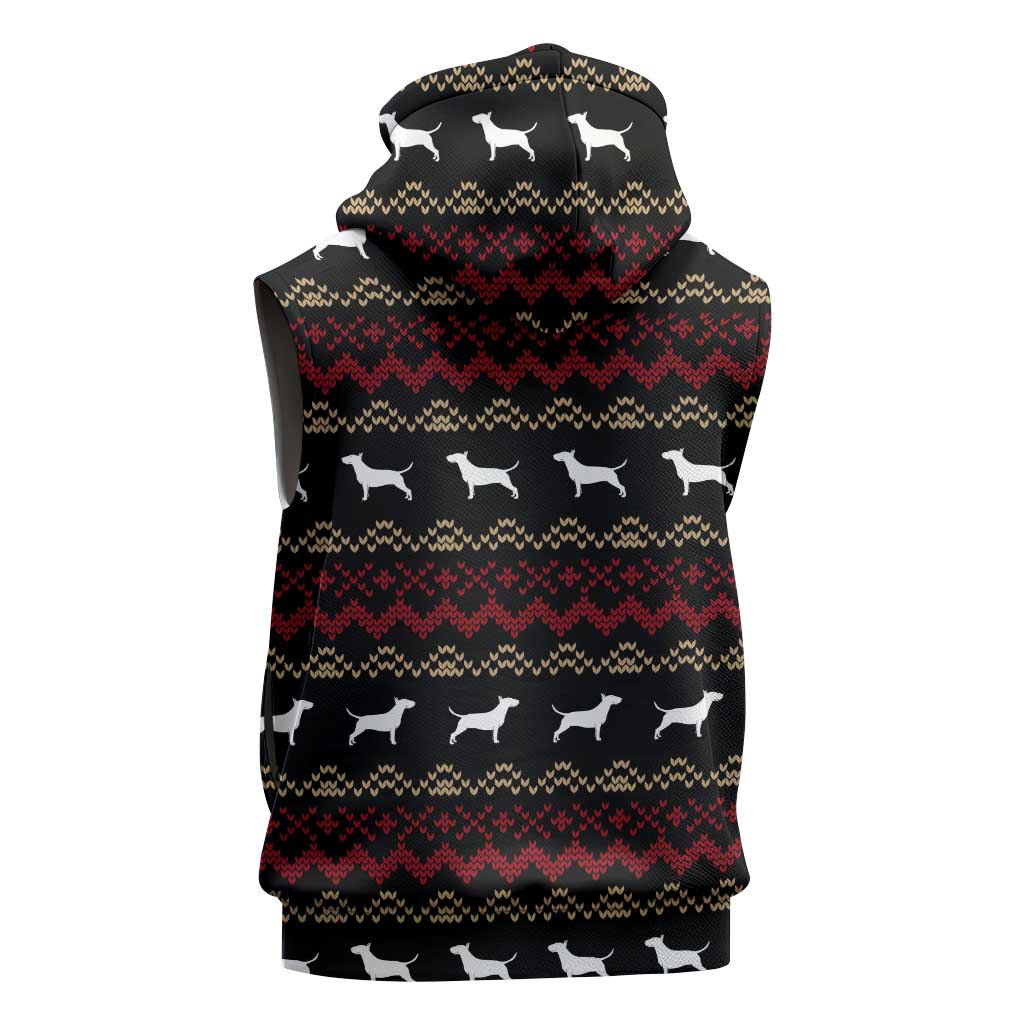 Christmas Bull Dog Terrier Sleeveless Zip Hoodie Xmas Holiday Patterns - Wonder Print Shop