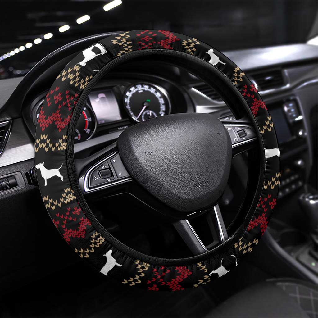 Christmas Bull Dog Terrier Steering Wheel Cover Xmas Holiday Patterns - Wonder Print Shop