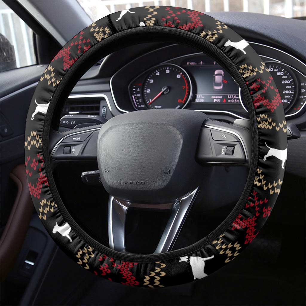 Christmas Bull Dog Terrier Steering Wheel Cover Xmas Holiday Patterns - Wonder Print Shop