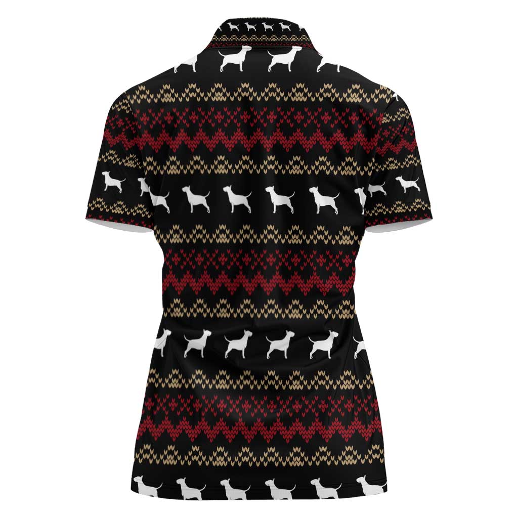 Christmas Bull Dog Terrier Women Polo Shirt Xmas Holiday Patterns - Wonder Print Shop