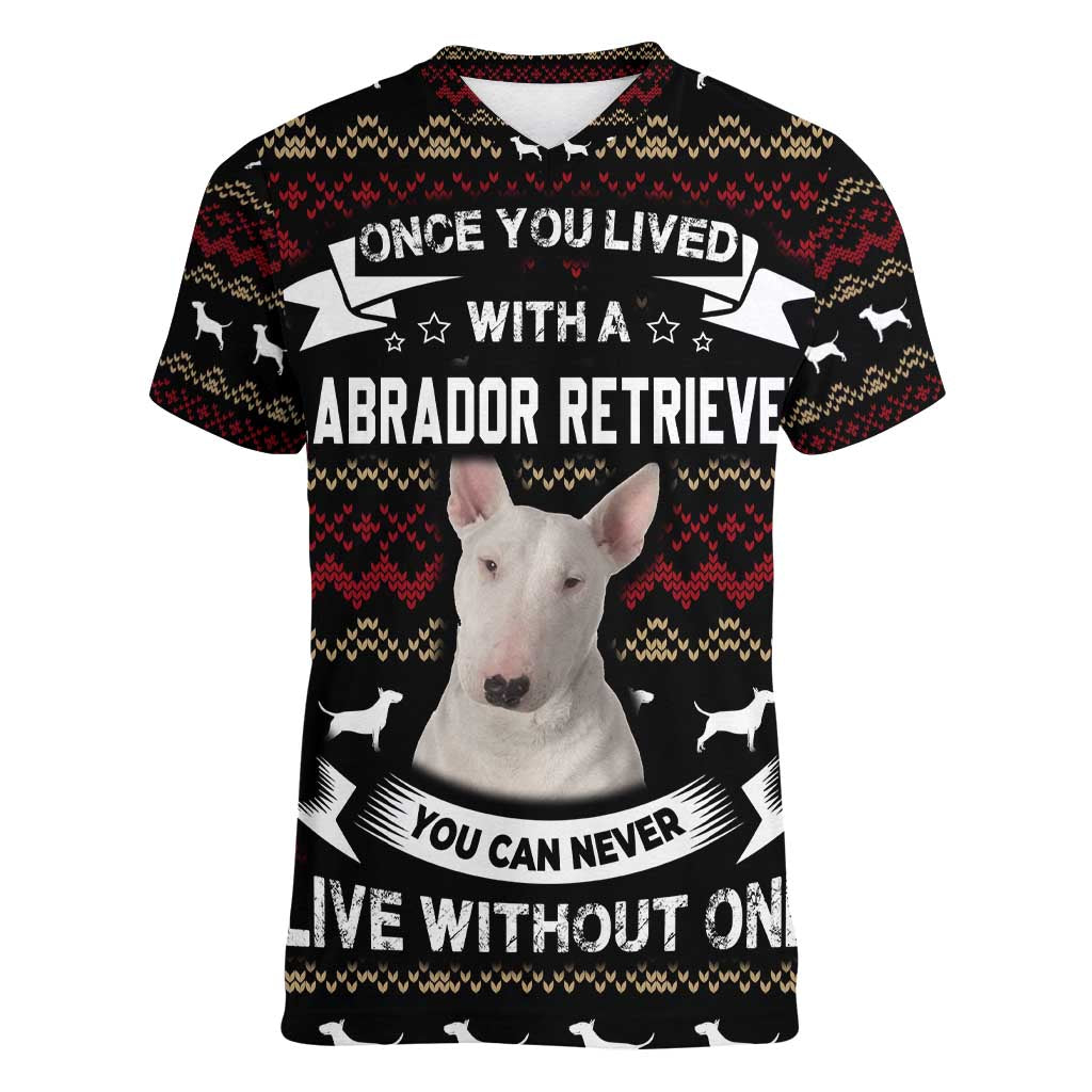 Christmas Bull Dog Terrier Women V-Neck T-Shirt Xmas Holiday Patterns - Wonder Print Shop