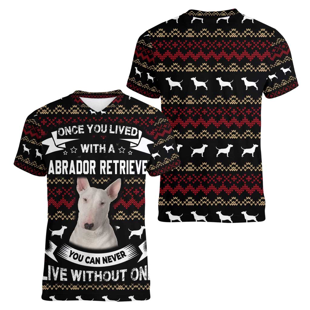 Christmas Bull Dog Terrier Women V-Neck T-Shirt Xmas Holiday Patterns - Wonder Print Shop