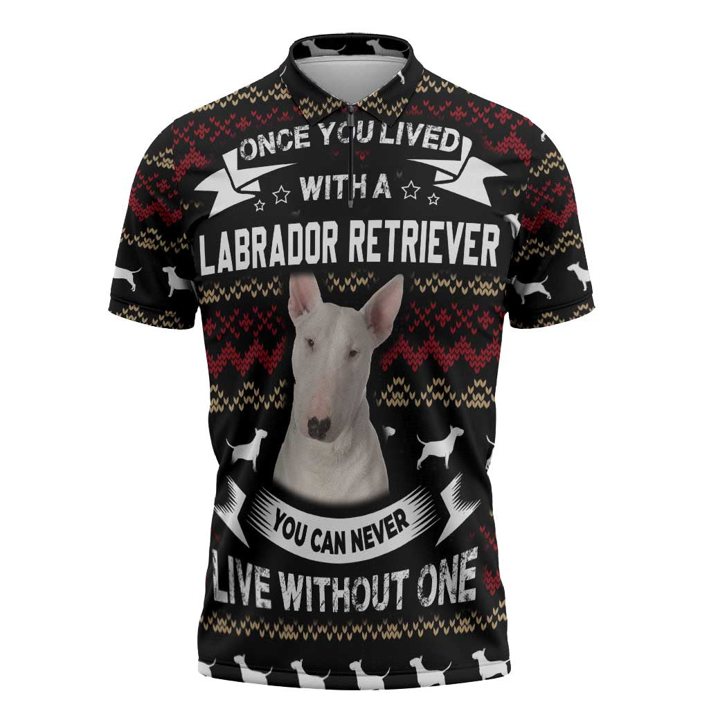 Christmas Bull Dog Terrier Zipper Polo Shirt Xmas Holiday Patterns - Wonder Print Shop