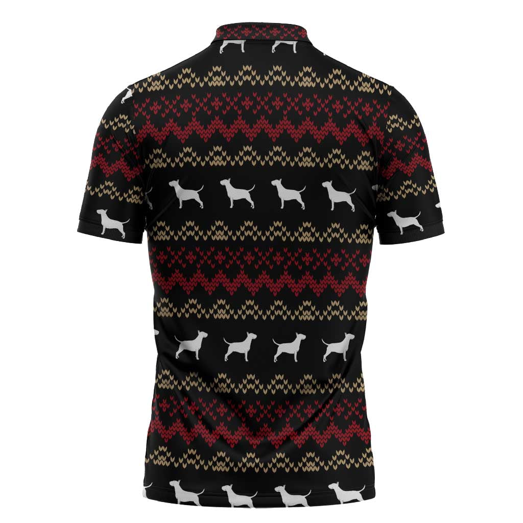 Christmas Bull Dog Terrier Zipper Polo Shirt Xmas Holiday Patterns - Wonder Print Shop