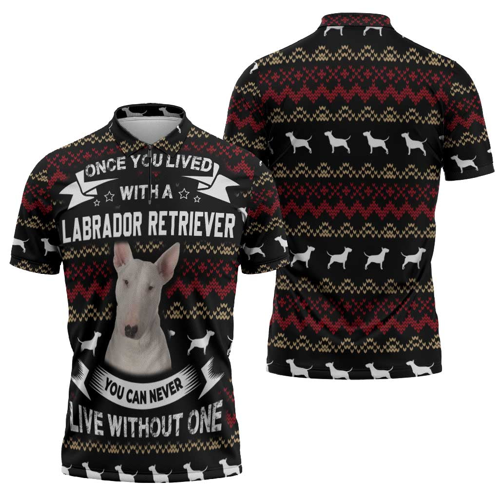 Christmas Bull Dog Terrier Zipper Polo Shirt Xmas Holiday Patterns - Wonder Print Shop