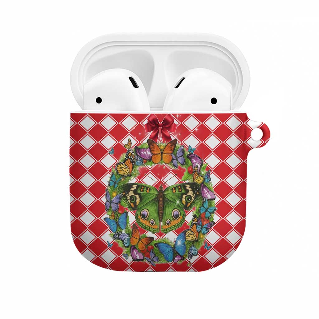 Christmas Butterfly Wreath AirPods Case Xmas Holiday Patterns - Wonder Print Shop