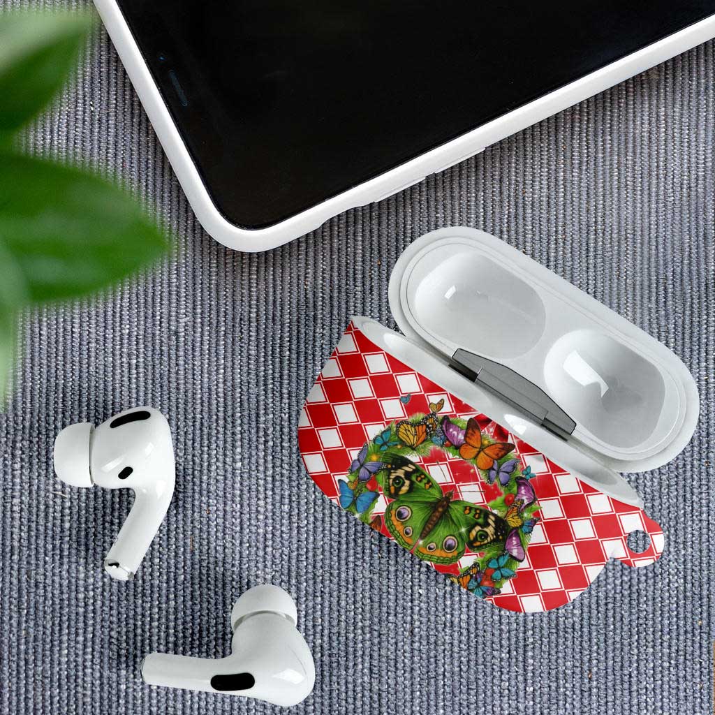 Christmas Butterfly Wreath AirPods Case Xmas Holiday Patterns - Wonder Print Shop
