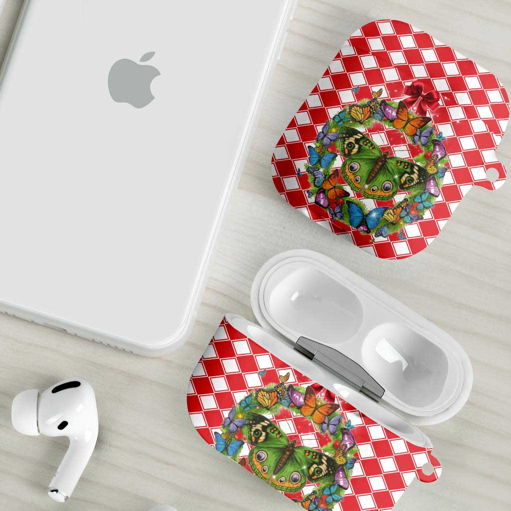 Christmas Butterfly Wreath AirPods Case Xmas Holiday Patterns - Wonder Print Shop
