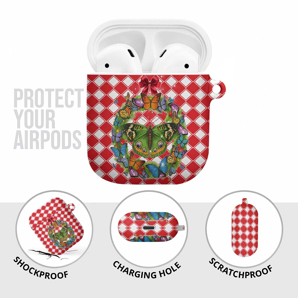 Christmas Butterfly Wreath AirPods Case Xmas Holiday Patterns - Wonder Print Shop