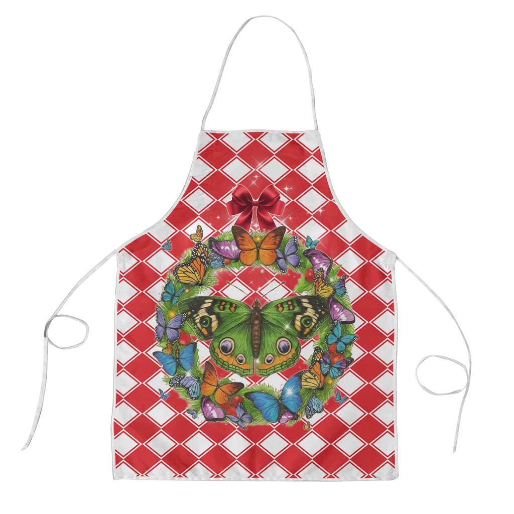 Christmas Butterfly Wreath Apron Xmas Holiday Patterns - Wonder Print Shop