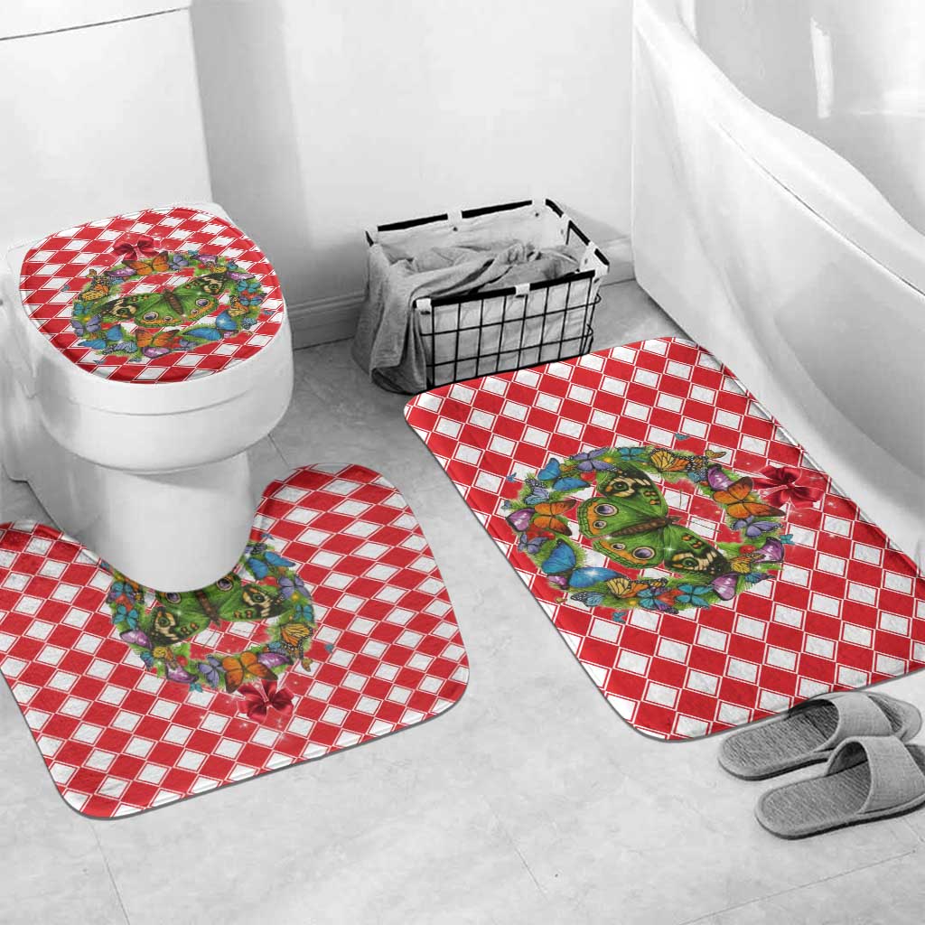 Christmas Butterfly Wreath Bathroom Set Xmas Holiday Patterns - Wonder Print Shop