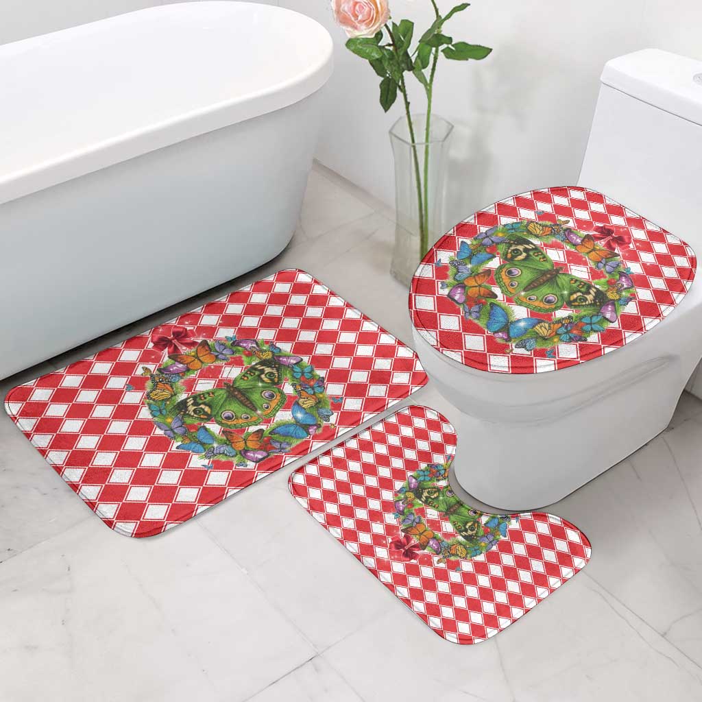 Christmas Butterfly Wreath Bathroom Set Xmas Holiday Patterns - Wonder Print Shop