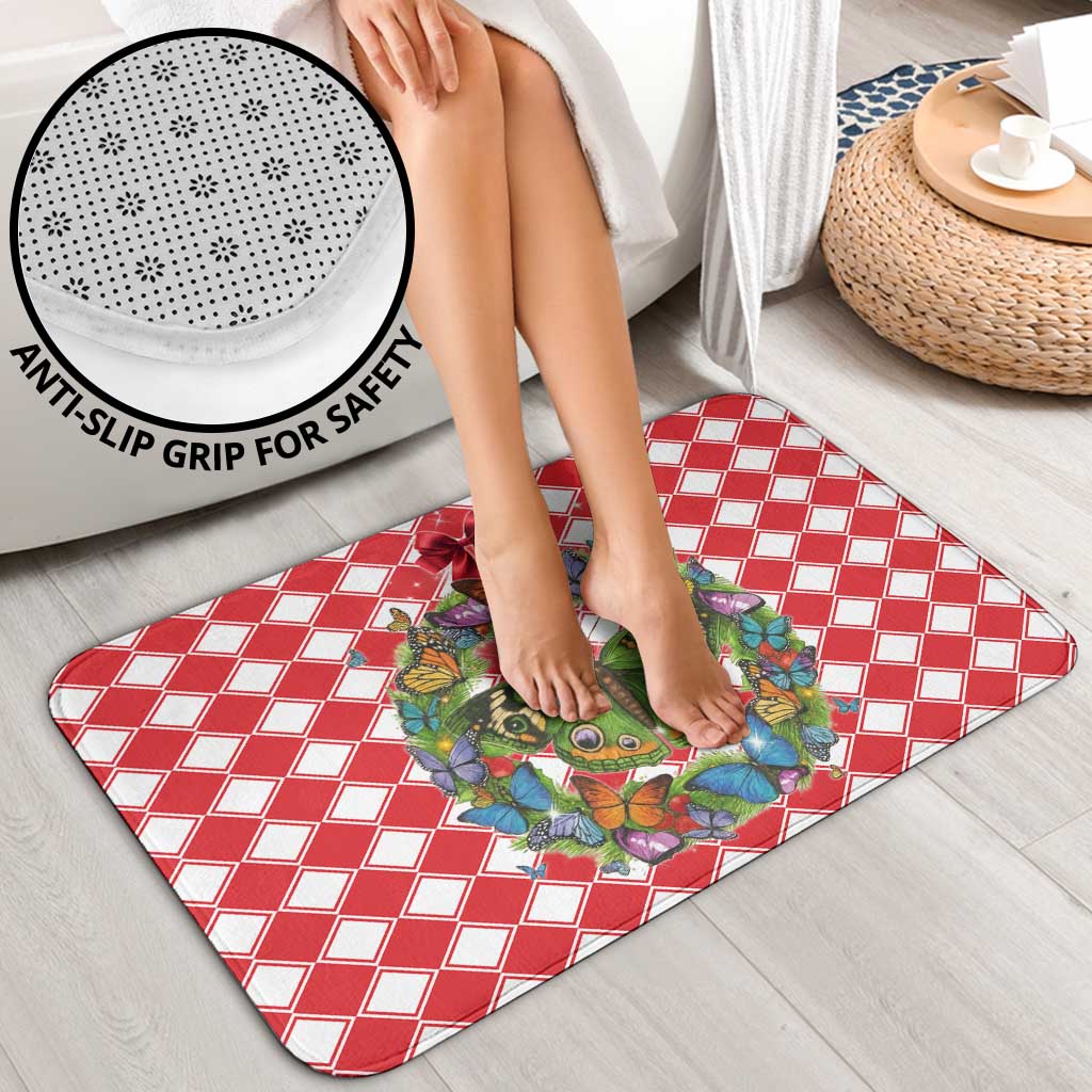 Christmas Butterfly Wreath Bathroom Set Xmas Holiday Patterns - Wonder Print Shop