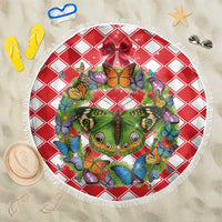 Christmas Butterfly Wreath Beach Blanket Xmas Holiday Patterns - Wonder Print Shop