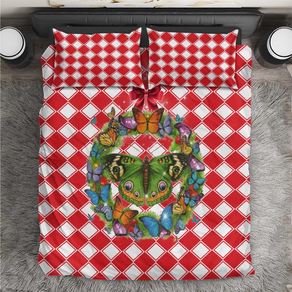 Christmas Butterfly Wreath Bedding Set Xmas Holiday Patterns - Wonder Print Shop