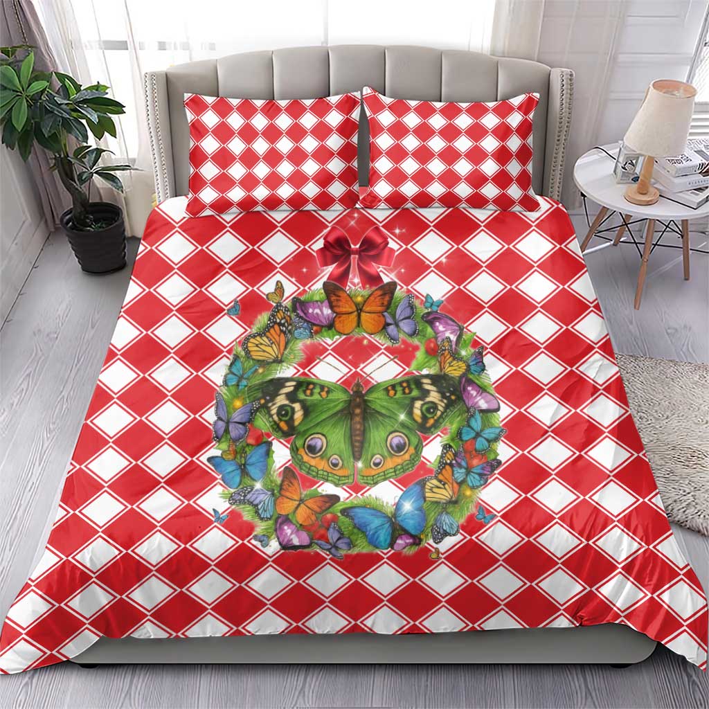 Christmas Butterfly Wreath Bedding Set Xmas Holiday Patterns - Wonder Print Shop