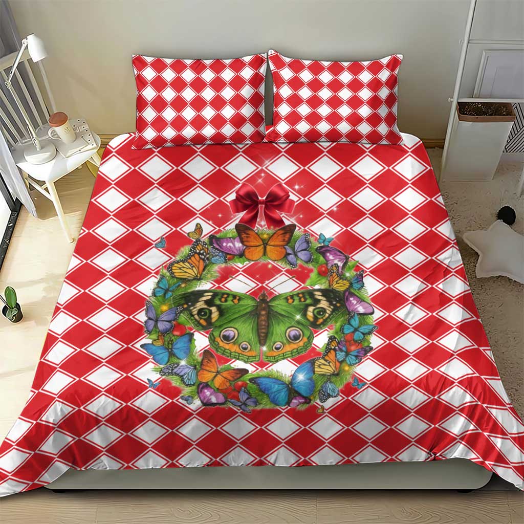 Christmas Butterfly Wreath Bedding Set Xmas Holiday Patterns - Wonder Print Shop