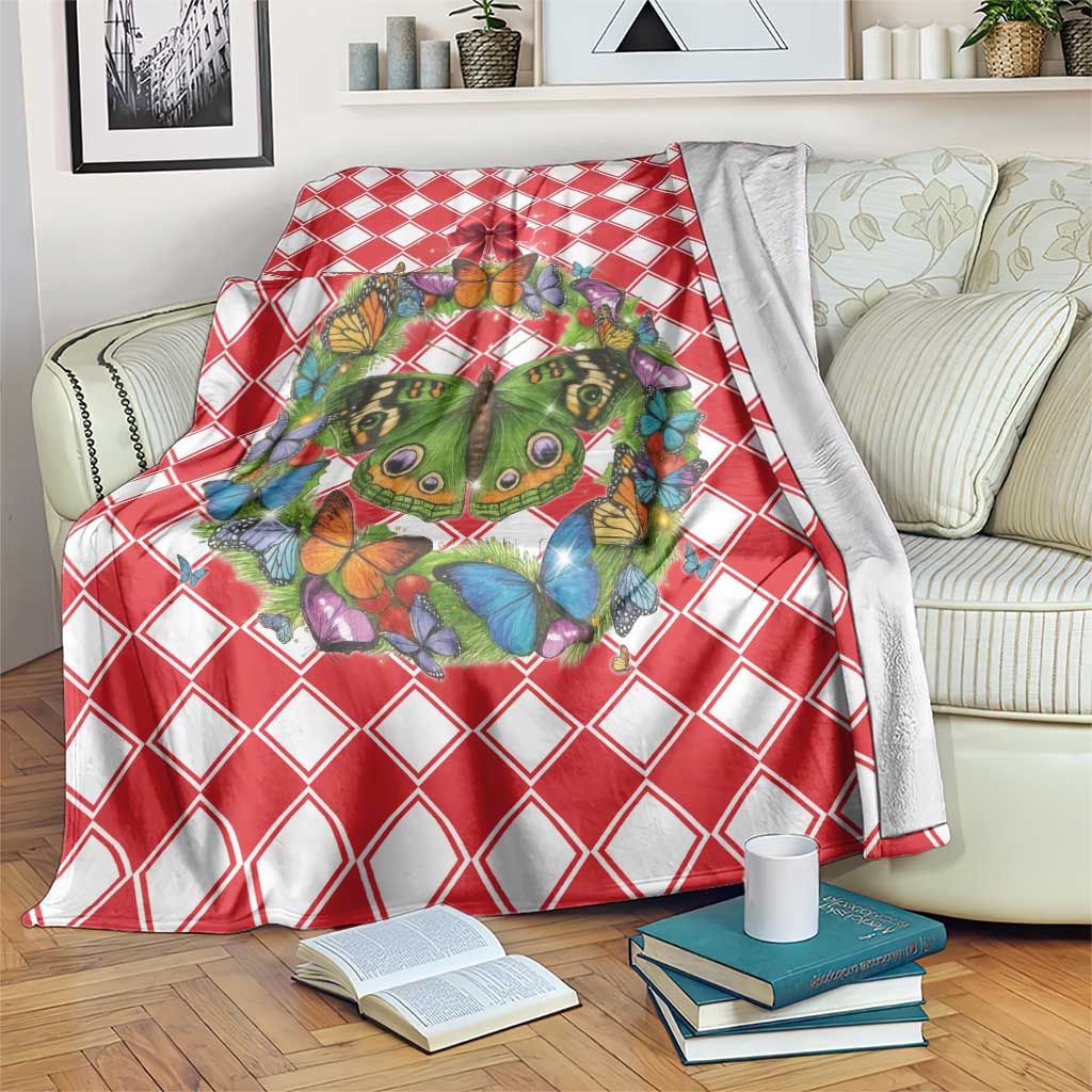 Christmas Butterfly Wreath Blanket Xmas Holiday Patterns - Wonder Print Shop