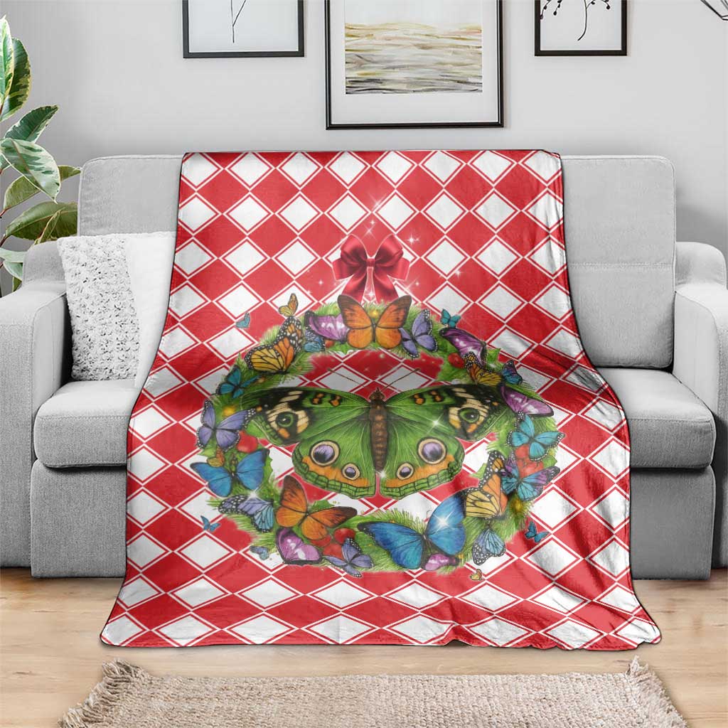Christmas Butterfly Wreath Blanket Xmas Holiday Patterns - Wonder Print Shop