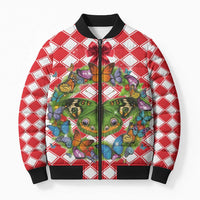 Christmas Butterfly Wreath Bomber Puffer Jacket Xmas Holiday Patterns - Wonder Print Shop