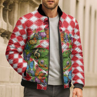 Christmas Butterfly Wreath Bomber Puffer Jacket Xmas Holiday Patterns - Wonder Print Shop