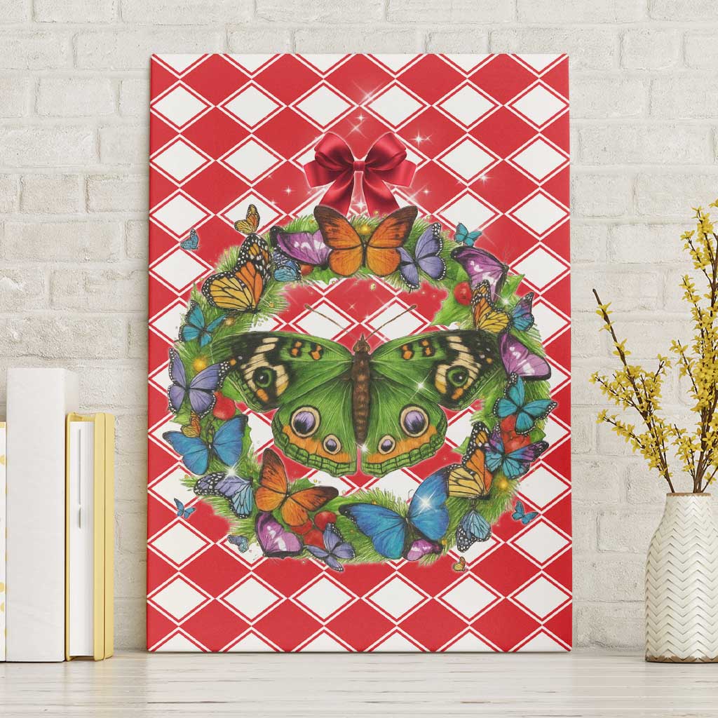 Christmas Butterfly Wreath Canvas Wall Art Xmas Holiday Patterns - Wonder Print Shop