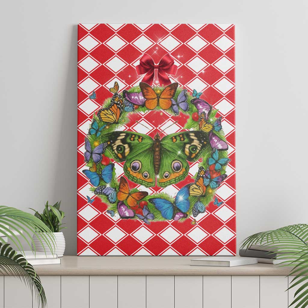 Christmas Butterfly Wreath Canvas Wall Art Xmas Holiday Patterns - Wonder Print Shop