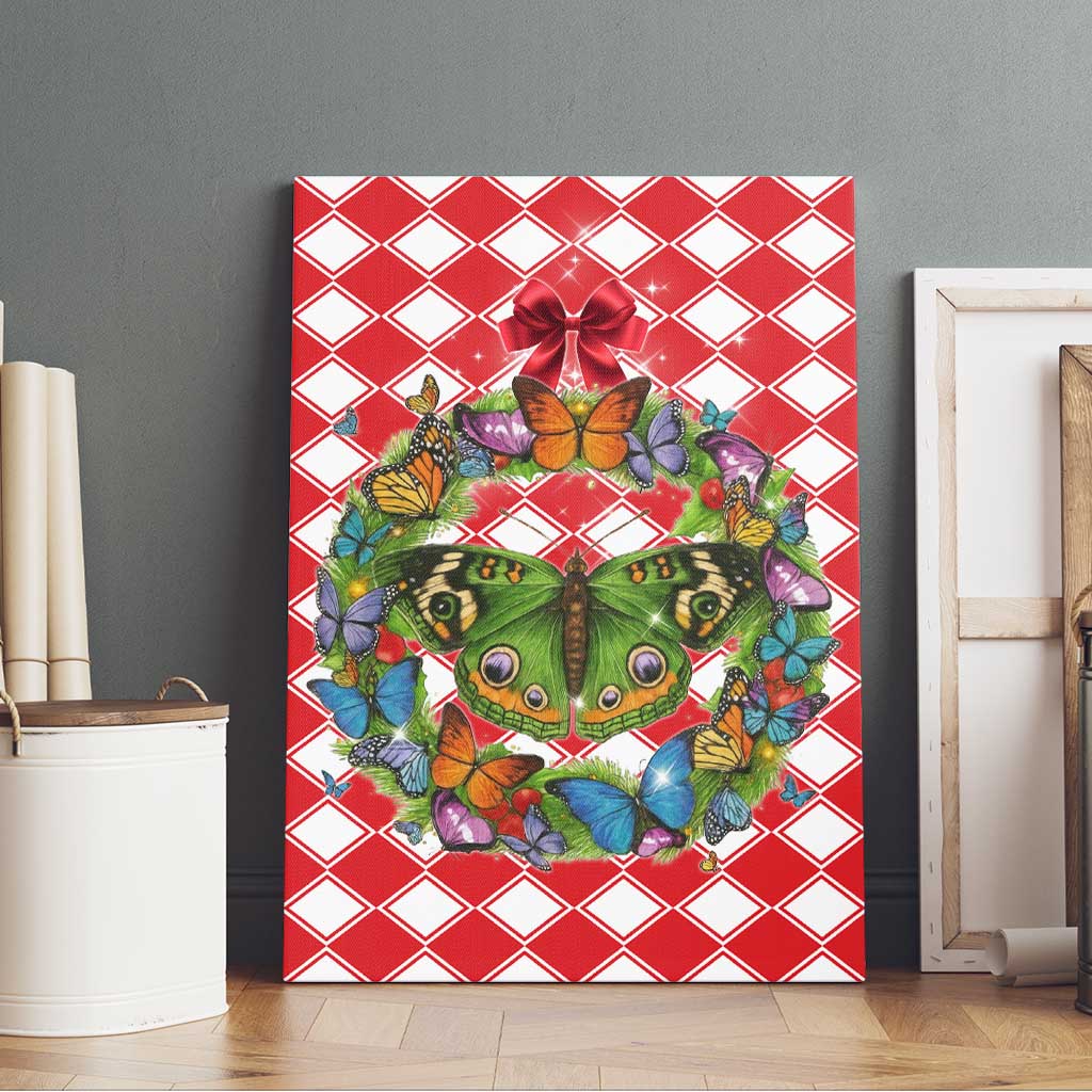 Christmas Butterfly Wreath Canvas Wall Art Xmas Holiday Patterns - Wonder Print Shop