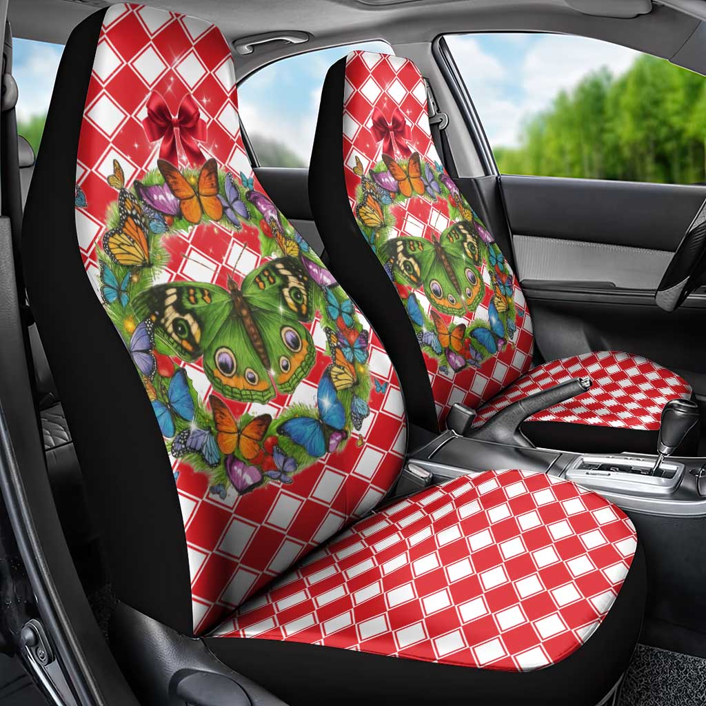 Christmas Butterfly Wreath Car Seat Cover Xmas Holiday Patterns - Wonder Print Shop
