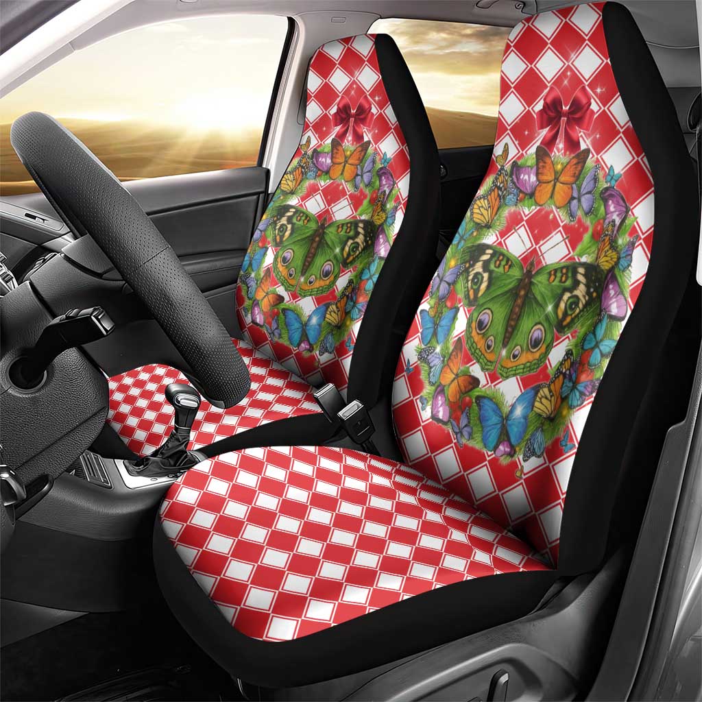 Christmas Butterfly Wreath Car Seat Cover Xmas Holiday Patterns - Wonder Print Shop