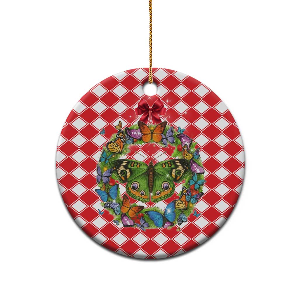 Christmas Butterfly Wreath Ceramic Ornament Xmas Holiday Patterns - Wonder Print Shop