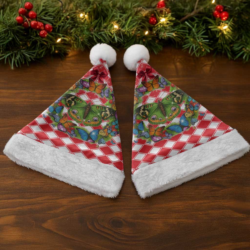 Christmas Butterfly Wreath Christmas Santa Hat Xmas Holiday Patterns - Wonder Print Shop