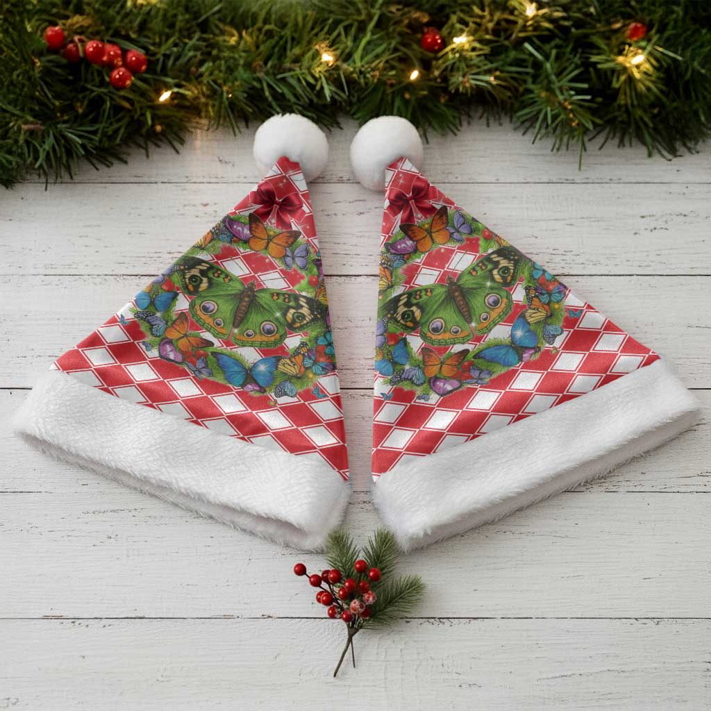 Christmas Butterfly Wreath Christmas Santa Hat Xmas Holiday Patterns - Wonder Print Shop