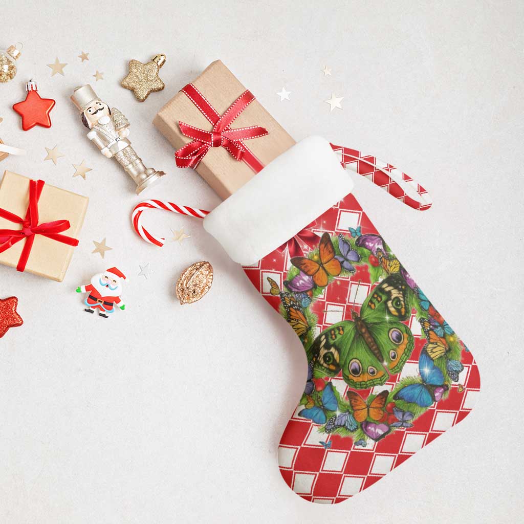 Christmas Butterfly Wreath Christmas Stocking Xmas Holiday Patterns - Wonder Print Shop